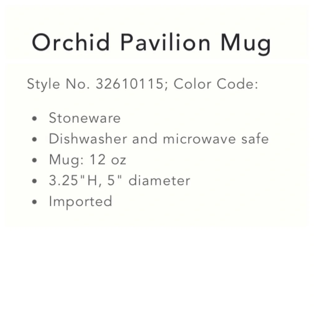 Anthropologie Orchid Pavilion Mug